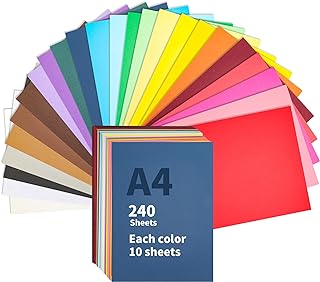 Heavy Colored Cardstock, 240 Sheets, A4, 24 Colors