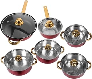 Vibrant Red Stainless Steel Cookware Set with Nonstick Surface