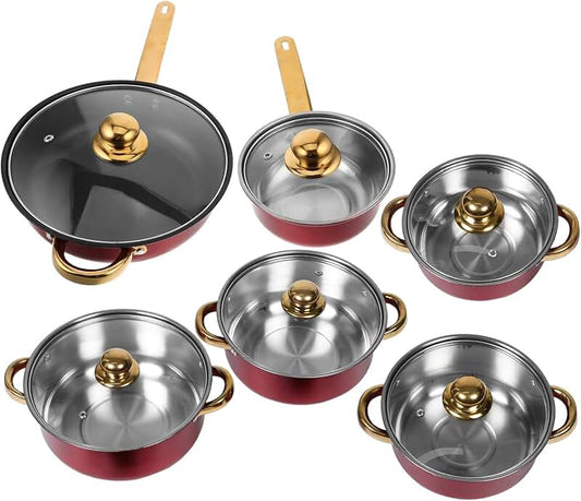 Six-piece teak cooking spoon set with heat resistance