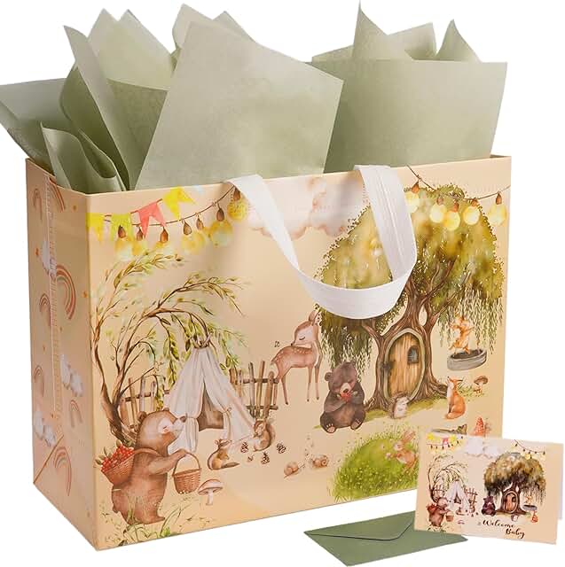 Large Baby Gift Bag with Tissue and Cards