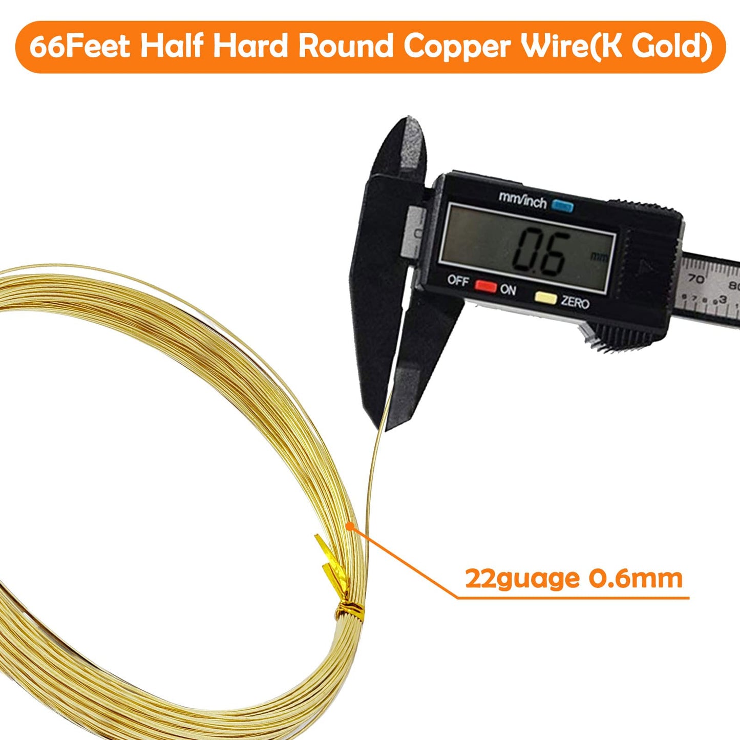 Half Hard Copper Wire for Jewelry Making, 66 Feet