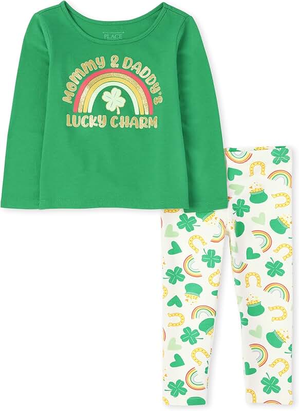 Baby Girl and Toddler St. Patrick's Day Top and Leggings Set