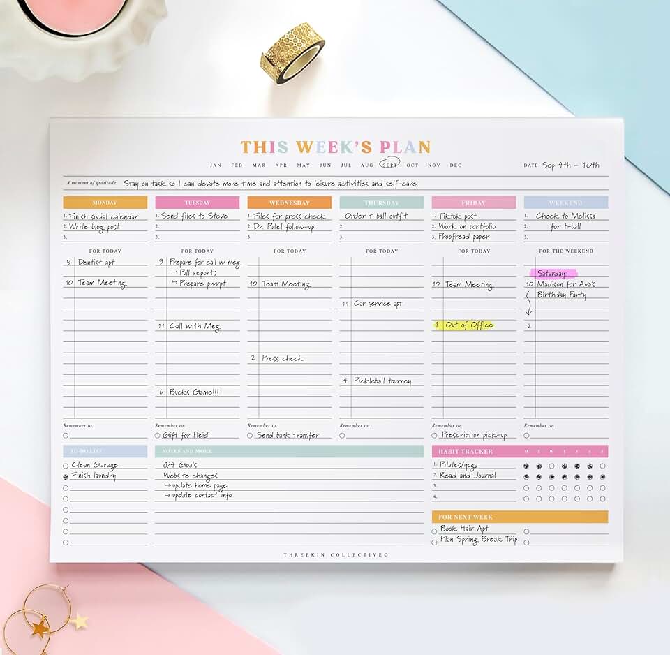 Weekly Planner with Colorful Design, 8.5 x 11 inches