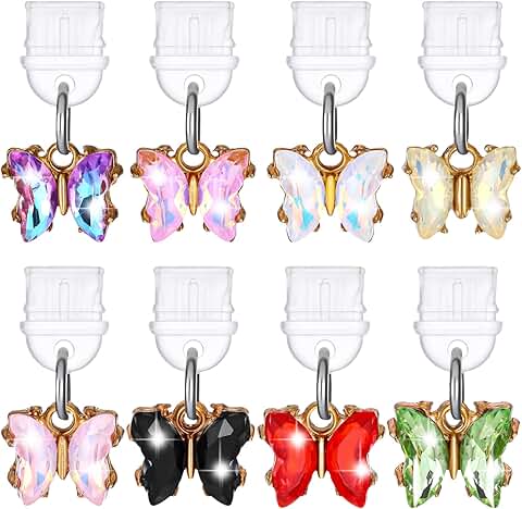 8-Pack Butterfly USB C Dust Plug Charms