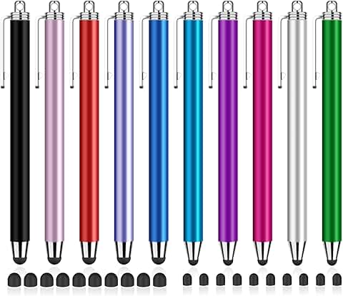 10-Pack High Sensitivity Stylus Pens with Replacement Tips