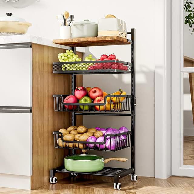 5-Tier Adjustable Fruit and Vegetable Storage Cart
