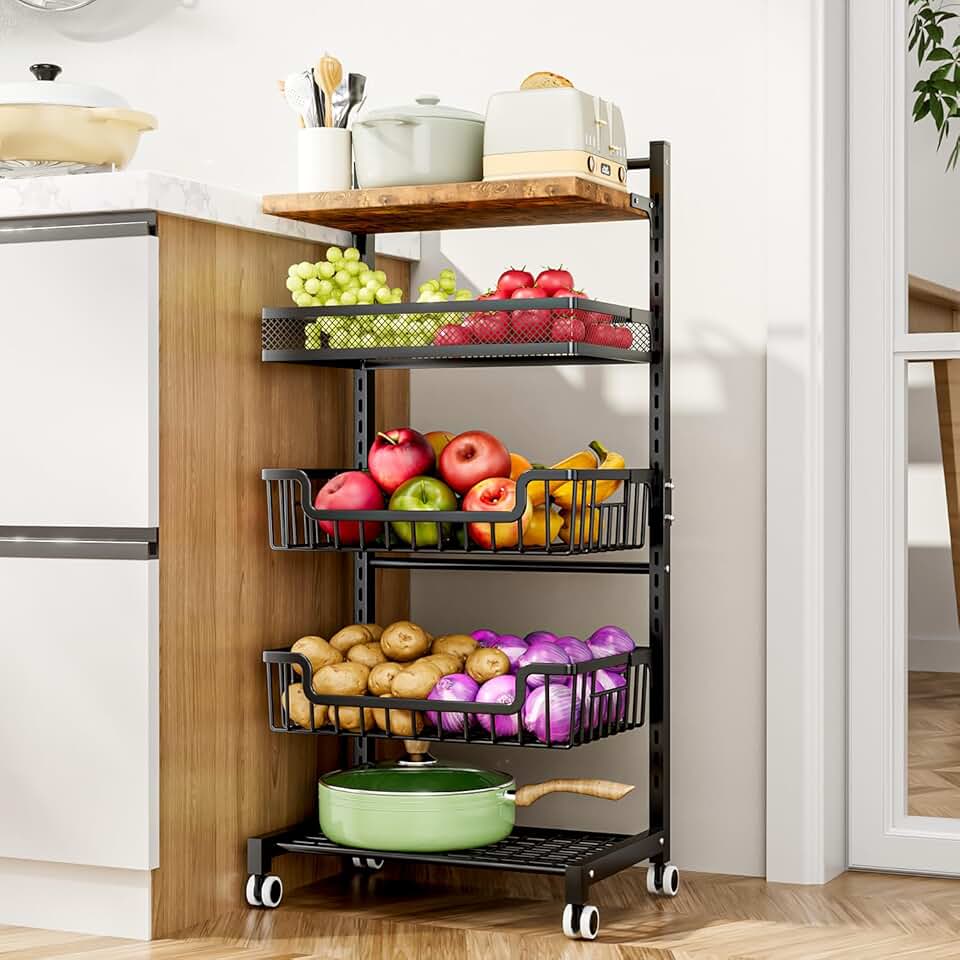 5-Tier Adjustable Fruit and Vegetable Storage Cart