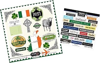Irish Scrapbook Stickers for Travel and Planning, 2 Pieces