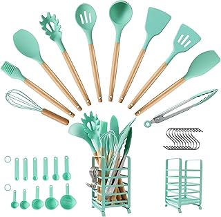 32-Piece Silicone Kitchen Utensil Set with Stainless Steel Holder