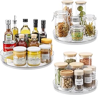 3-Pack Clear Lazy Susan Turntables for Kitchen and Pantry