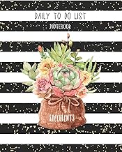 Daily To Do List Notebook with Watercolor Succulents