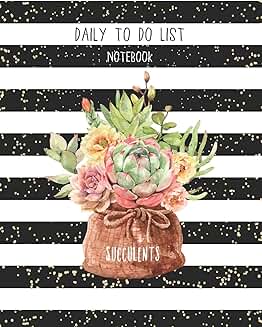 Daily To Do List Notebook with Watercolor Succulents