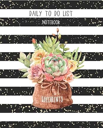 Daily To Do List Notebook with Watercolor Succulents