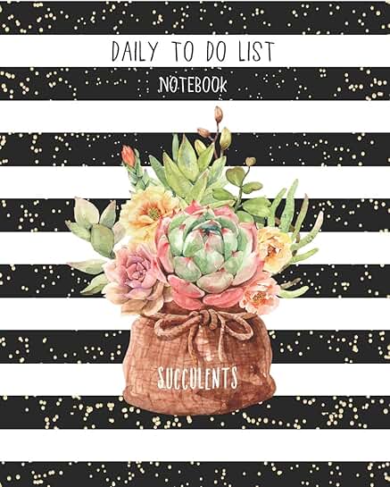 Daily To Do List Notebook with Watercolor Succulents
