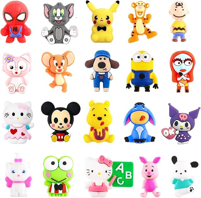 20 Pieces of 3D Silicone Cartoon Beads for Crafts