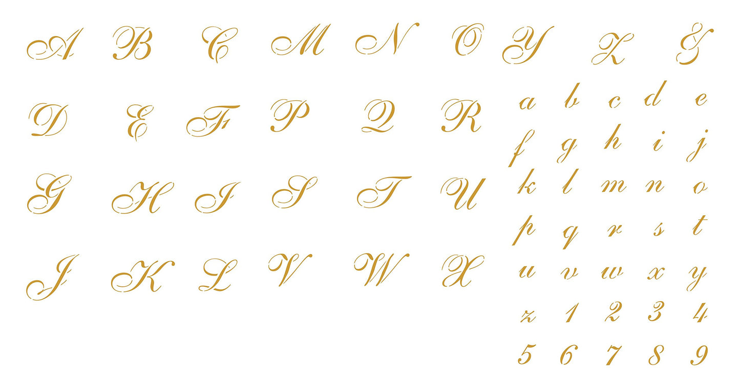 1" Cursive Alphabet Stencil 10x12.5 inch Mylar