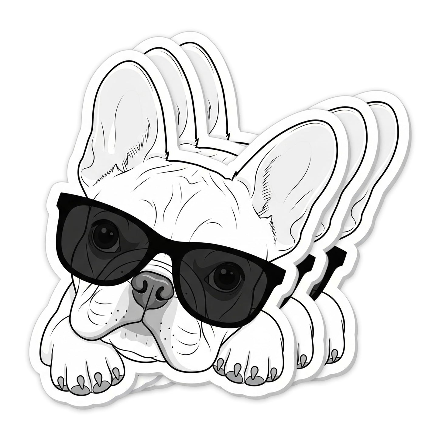 Set of three cute French Bulldog stickers