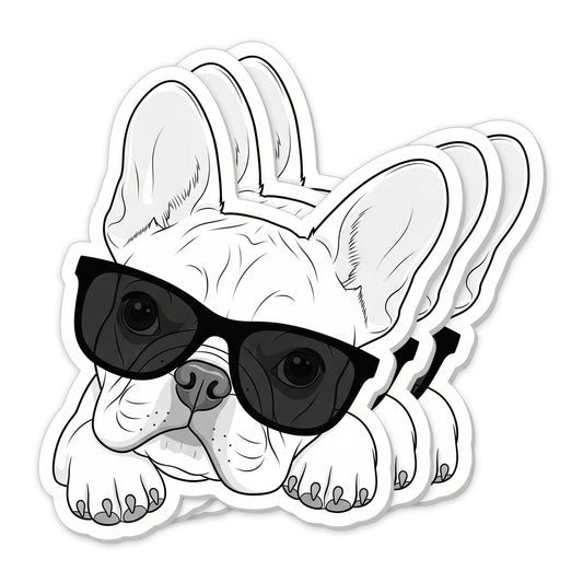 Set of three cute French Bulldog stickers