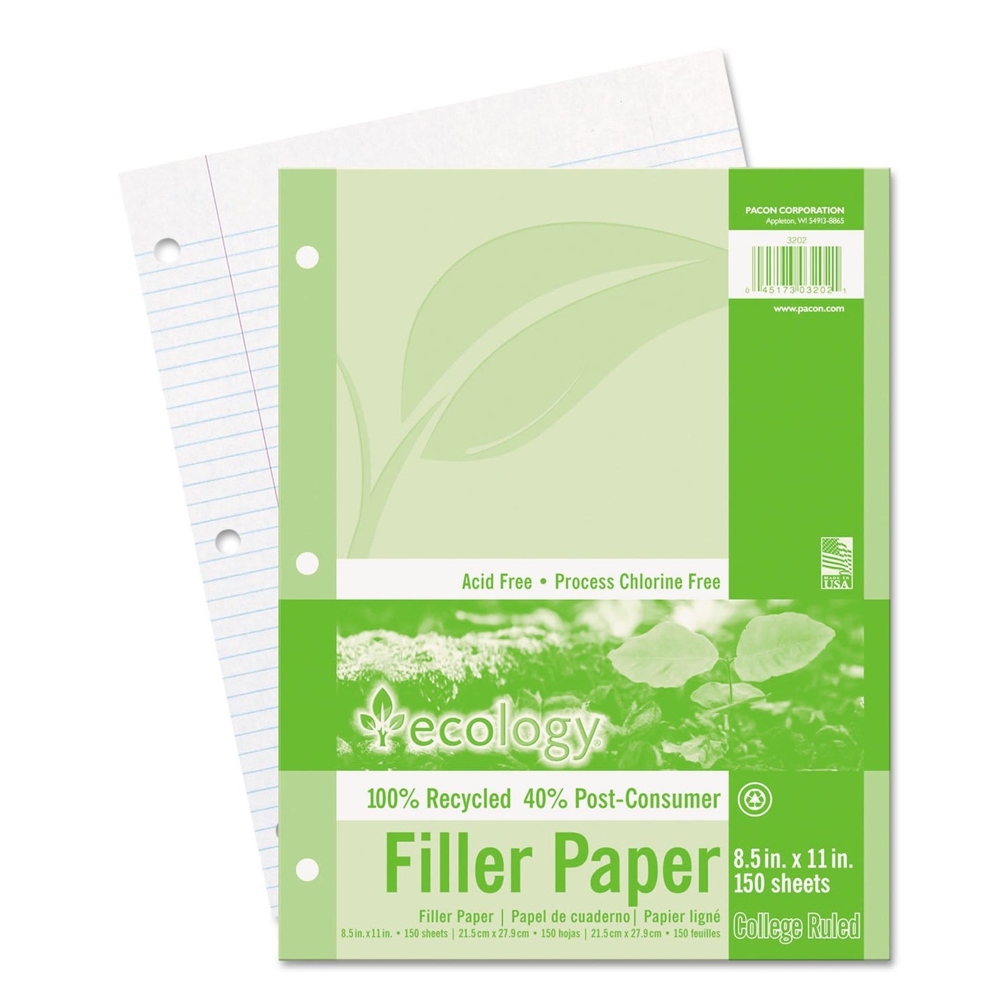 White Recycled Filler Paper, 150 Sheets