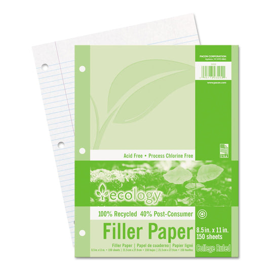 White Recycled Filler Paper, 150 Sheets