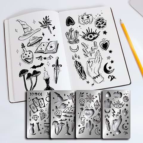 4-Piece Magic Theme Metal Stencils for Crafting
