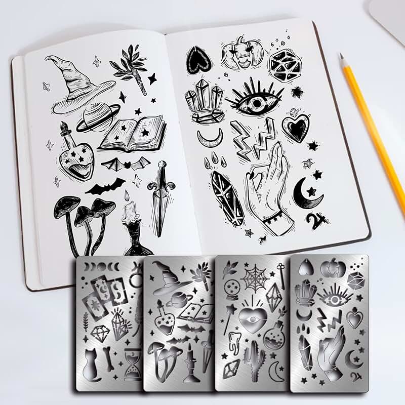 4-Piece Magic Theme Metal Stencils for Crafting