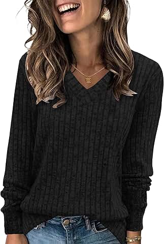 Women’s Long Sleeve V-Neck Casual Sweater Top