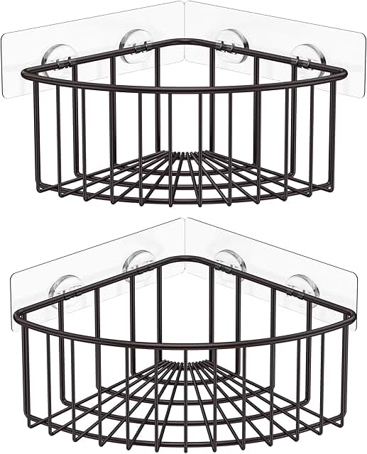 Two Corner Shower Caddies with Deep Baskets