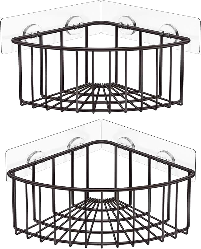 Two Corner Shower Caddies with Deep Baskets