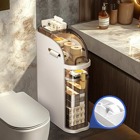 Slim Narrow Bathroom Storage Cabinet with Drawers
