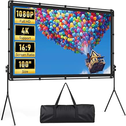 Portable 100-inch foldable projection screen with stand