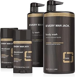 Men's Body Wash and Deodorant Set with Amber and Sandalwood
