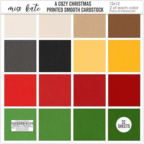 Linen Print Smooth Cardstock for Christmas, 32 Sheets
