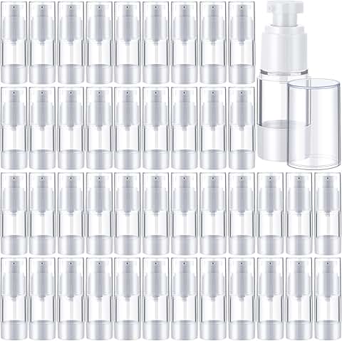 50 Pack 0.5 oz Clear Airless Pump Bottles