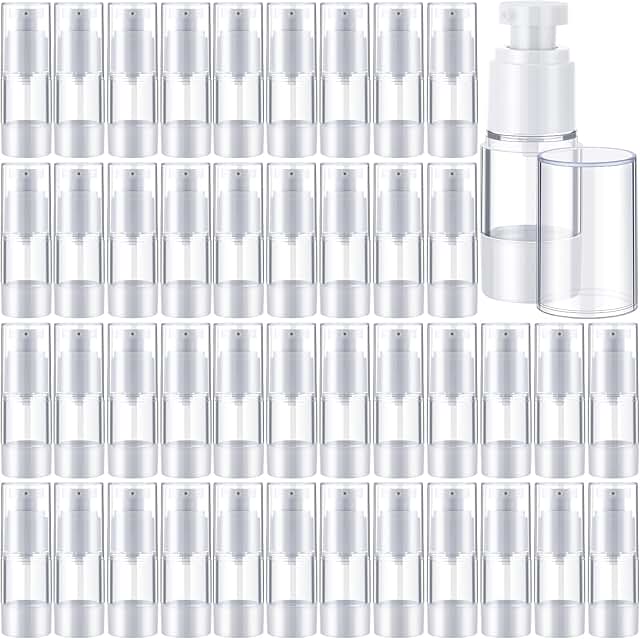 50 Pack 0.5 oz Clear Airless Pump Bottles