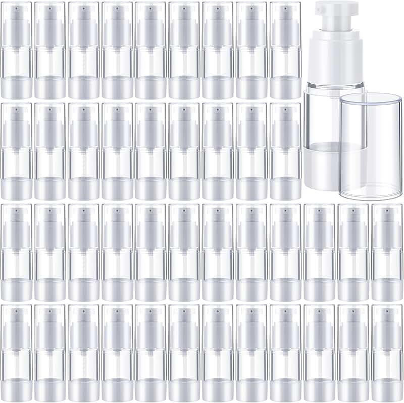 50 Pack 0.5 oz Clear Airless Pump Bottles