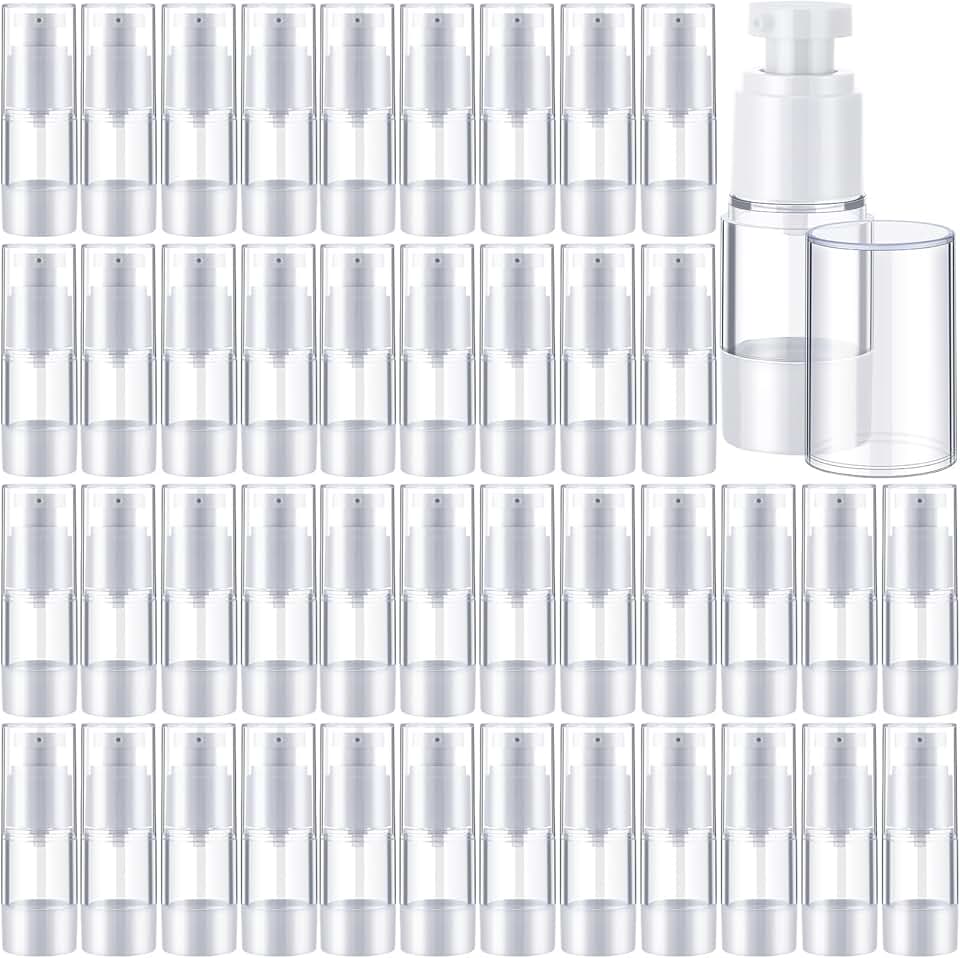 50 Pack 0.5 oz Clear Airless Pump Bottles