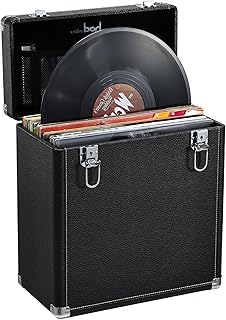Vinyl Record Storage Box with Lock and Handle