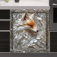 3D Silver Fox Magnet Cover for Dishwasher and Fridge