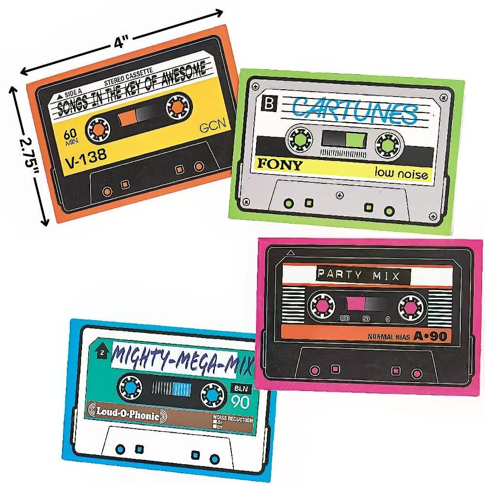 Cassette Shaped Notepad Set, 24 Pieces