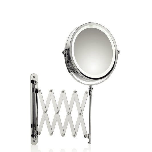 Valeria 20643 Wall Cosmetic Mirror with LED Lighting Extendible 1x  5X Magnification  Screw-On Diameter 14 cm  Chrome-Plated Metal