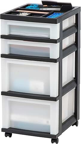 Plastic 4-Drawer Rolling Storage Cart