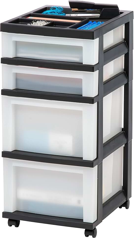 Plastic 4-Drawer Rolling Storage Cart