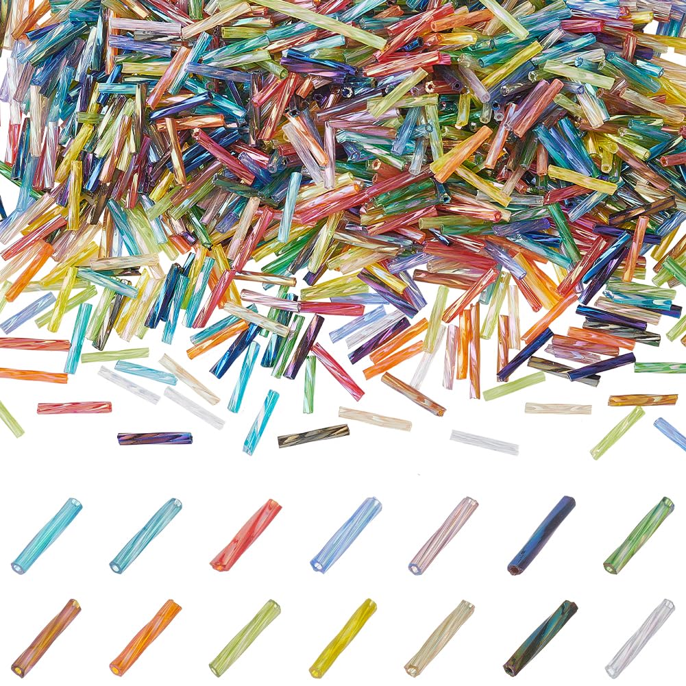 14 Color Twist Bugle Beads for Jewelry and Crafts