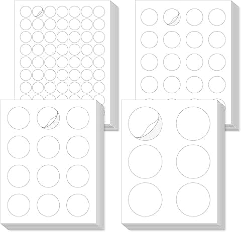 Printable Matte White Round Labels in Four Sizes