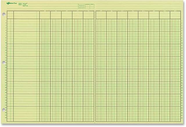 Green Eye-Ease Paper Analysis Pad, 13 Columns, 50 Sheets