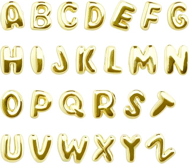 26 Alphabet Letter Charms in Gold for Jewelry Making