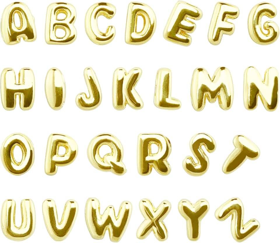 26 Alphabet Letter Charms in Gold for Jewelry Making