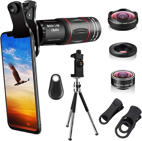 4-in-1 Phone Camera Lens Kit with Zoom, Wide, Macro, Fisheye