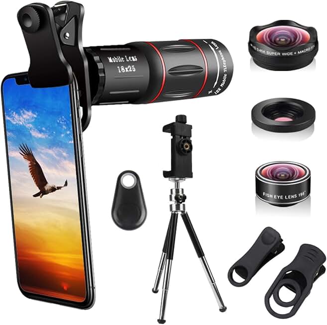 4-in-1 Phone Camera Lens Kit with Zoom, Wide, Macro, Fisheye